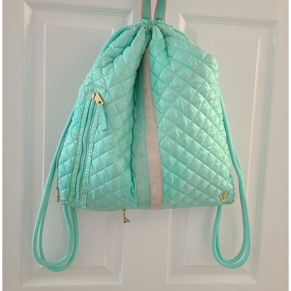 Oliver Thomas 24 + 7 Quilted Drawstring Cinch Backpack Turquoise